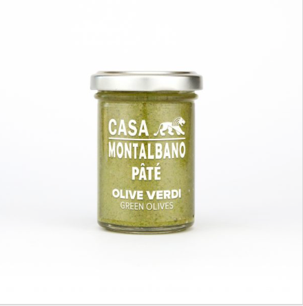 Pâté di Olive verdi, Olivencreme aus grünen Oliven, Olivenaufstrich 
